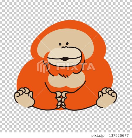 可愛又慵懶的猩猩，溫馨的動物插畫素材 137920677