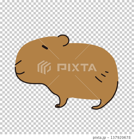 Cute and laid-back capybara heartwarming animal illustration material Cute and laid-back capybara heartwarming animal illustration material 137920678