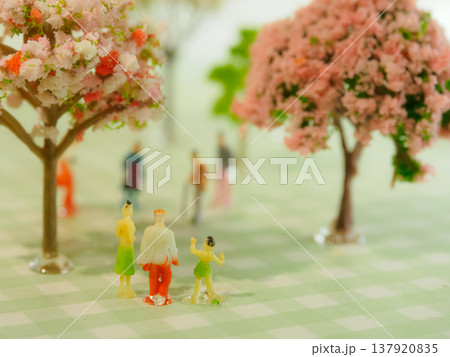 家族でお花見背景ボケを調整 家族でお花見背景ボケを調整 137920835