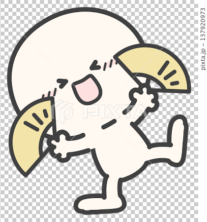 簡單的人物，可愛的火柴人插圖，快樂的表情和扇子，白色背景上的向量圖。 137920973