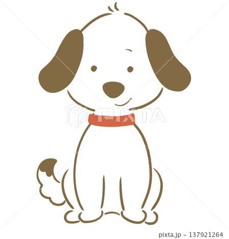笑顔の犬 たれ耳 赤い首輪 137921264