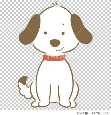 笑顔の犬 たれ耳 赤い首輪 137921264