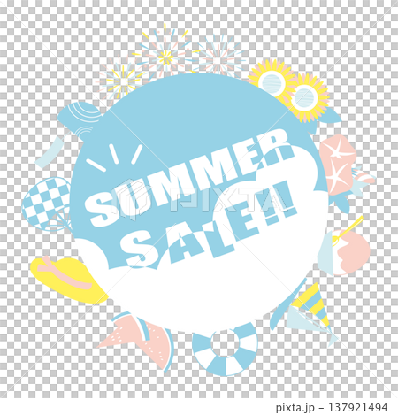 Illustration materials for a summer sale using summer motifs. Illustration materials for a summer sale using summer motifs. 137921494