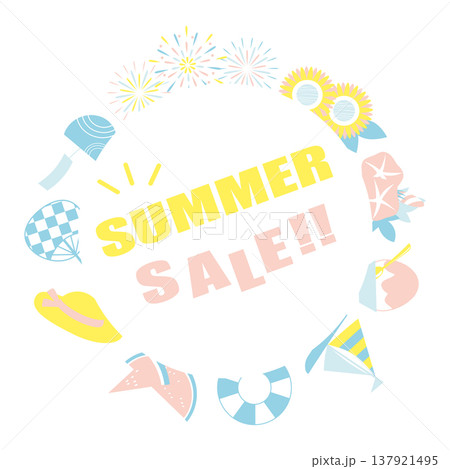 夏モチーフを使ったサマーセールのイラスト素材 137921495