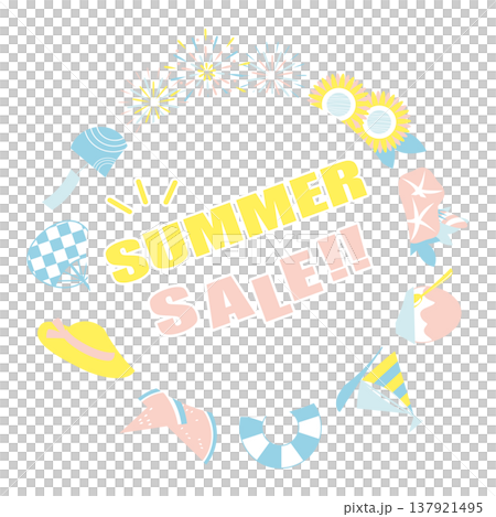夏モチーフを使ったサマーセールのイラスト素材 137921495