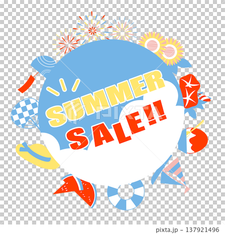 夏モチーフを使ったサマーセールのイラスト素材 137921496