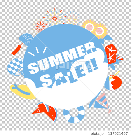Illustration materials for a summer sale using summer motifs. Illustration materials for a summer sale using summer motifs. 137921497