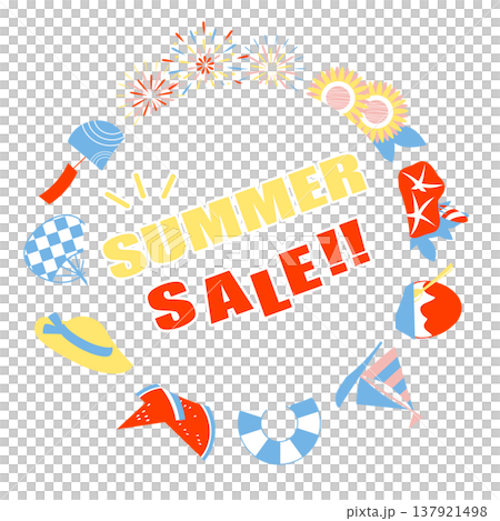 夏モチーフを使ったサマーセールのイラスト素材 137921498