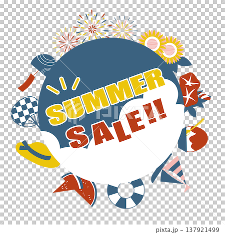 以夏季為主題的夏季促銷插圖 以夏季為主題的夏季促銷插圖 137921499
