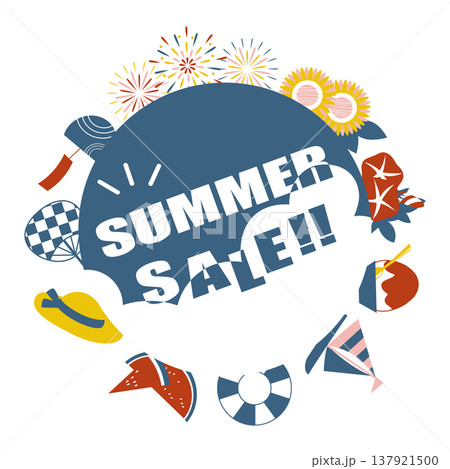 夏モチーフを使ったサマーセールのイラスト素材 夏モチーフを使ったサマーセールのイラスト素材 137921500