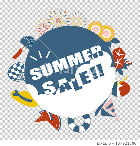 夏モチーフを使ったサマーセールのイラスト素材 夏モチーフを使ったサマーセールのイラスト素材 137921500