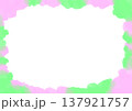ピンクとグリーンの水彩フレーム 137921757