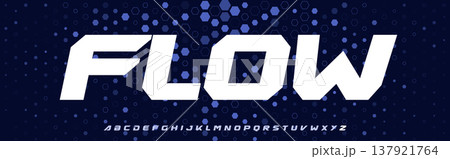 Modern Geometric Font with Cuts, Slanted Thick Letters for Trendy Logo and Headline in Sport, Game and Technology Themes. Vector typeset. 137921764