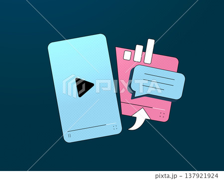 AI online video platform title generator, viral video SEO optimizer, intelligent keyword rich suggestion tool, content engagement strategy workflow, smart thumbnail title concept, modern illustration 137921924