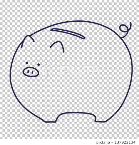 Line art illustration of a piggy bank Line art illustration of a piggy bank 137922134