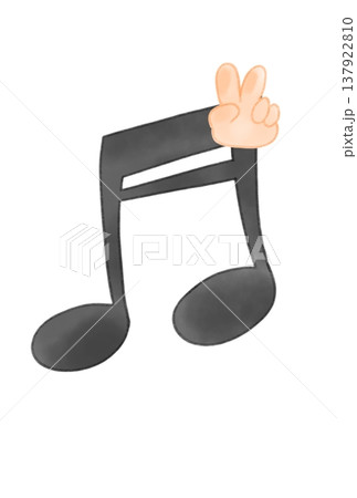ジャンケンをしている手と音符 137922810