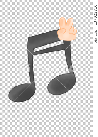 ジャンケンをしている手と音符 137922810