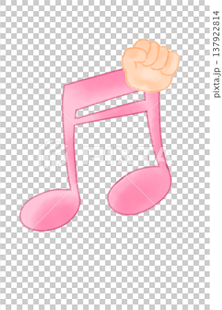 Hands playing rock-paper-scissors and musical notes 137922814