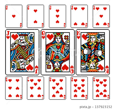 Pixel Art Playing Card Deck Hearts Cards Design Pixel Art Playing Card Deck Hearts Cards Design 137923152