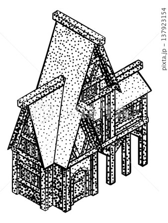 Medieval Building Map Icon Vintage Illustration Medieval Building Map Icon Vintage Illustration 137923154