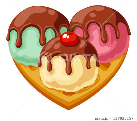 Love of Ice Cream Heart Shaped Dessert Concept Love of Ice Cream Heart Shaped Dessert Concept 137923157