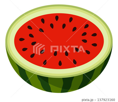 Watermelon Half Slice Fresh Fruit Illustration 137923160