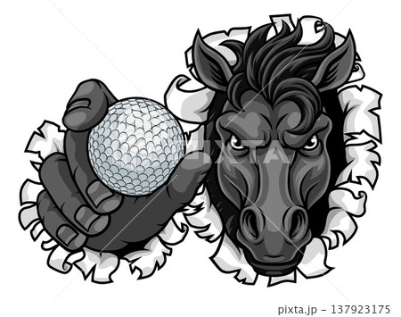 Horse Mustang Stallion Golf Sports Team Mascot Horse Mustang Stallion Golf Sports Team Mascot 137923175