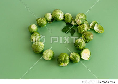 fresh brussels sprouts healthy vegetarian food background 137923743
