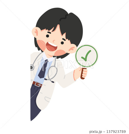 Doctor Holding a Check Mark Sign Doctor Holding a Check Mark Sign 137923789