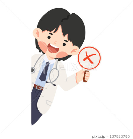 Doctor Holding a Red Cross Sign 137923790