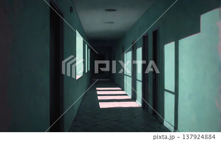 ホラーな廊下の背景素材 137924884