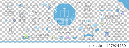 雨季主題自然裝飾與相框設計概念套裝【白色背景】 137924980
