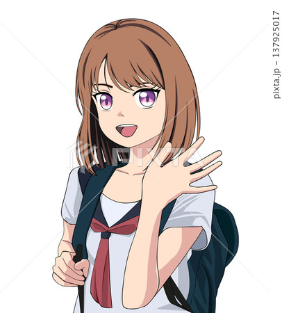 手を振るセーラー服の女の子 手を振るセーラー服の女の子 137925017