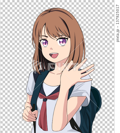 手を振るセーラー服の女の子 手を振るセーラー服の女の子 137925017