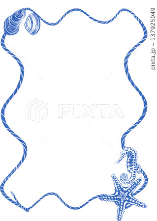Blue sea shell wreath illustration Blue sea shell wreath illustration 137925049
