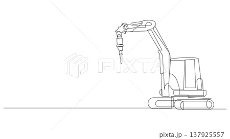 Continuous Line Mini Excavator with Jackhammer Attachment Continuous Line Mini Excavator with Jackhammer Attachment 137925557