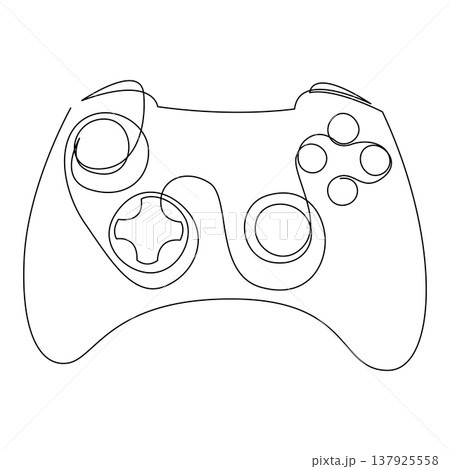 Continuous Line Game Controller Editable Stroke Illustration 137925558