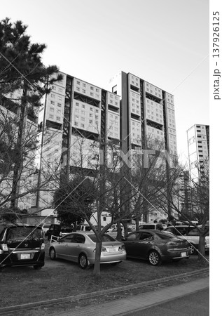 芦屋浜団地の建物が並ぶ都市の住宅風景 芦屋浜団地の建物が並ぶ都市の住宅風景 137926125