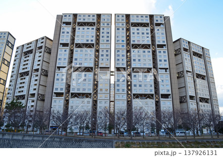 芦屋浜団地の建物が並ぶ都市の住宅風景 137926131