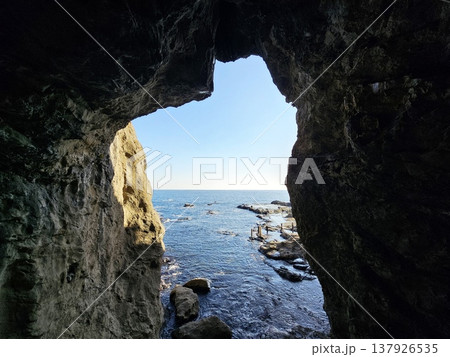 Enoshima Iwaya Cave located on Enoshima Island, Japan. 137926535