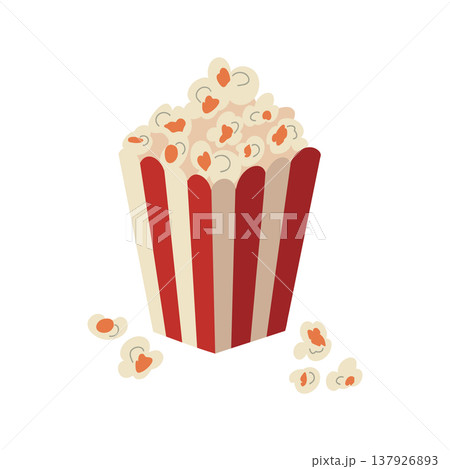 Vintage Popcorn Box. Red White Stripes Carnival Vintage Popcorn Box. Red White Stripes Carnival 137926893