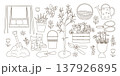 Gardening Line Art Set. Tools Plants Nature 137926895