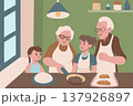 Grandparents with Granddaughters Cooking. 137926897