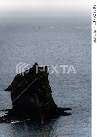 冬の礼文島・桃岩展望台から望む猫岩 冬の礼文島・桃岩展望台から望む猫岩 137928395