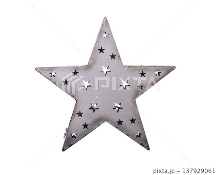 Silver star Christmas tree on white background. Silver star Christmas tree on white background. 137929061