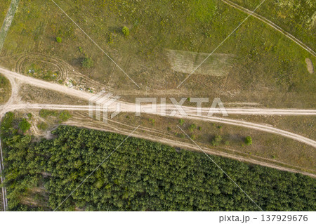 country road, view from above, aerial view 137929676