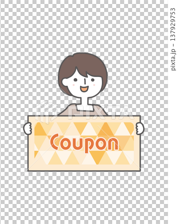 クーポン券を手に持つ女性 137929753