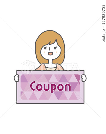 クーポン券を手に持つ女性 137929755