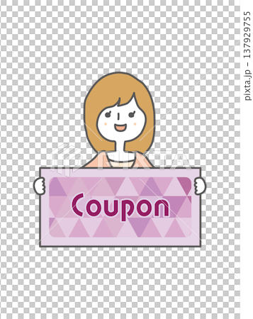A woman holding a coupon. 137929755