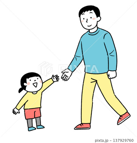 子どもの手を取る父親のイラスト 子どもの手を取る父親のイラスト 137929760
